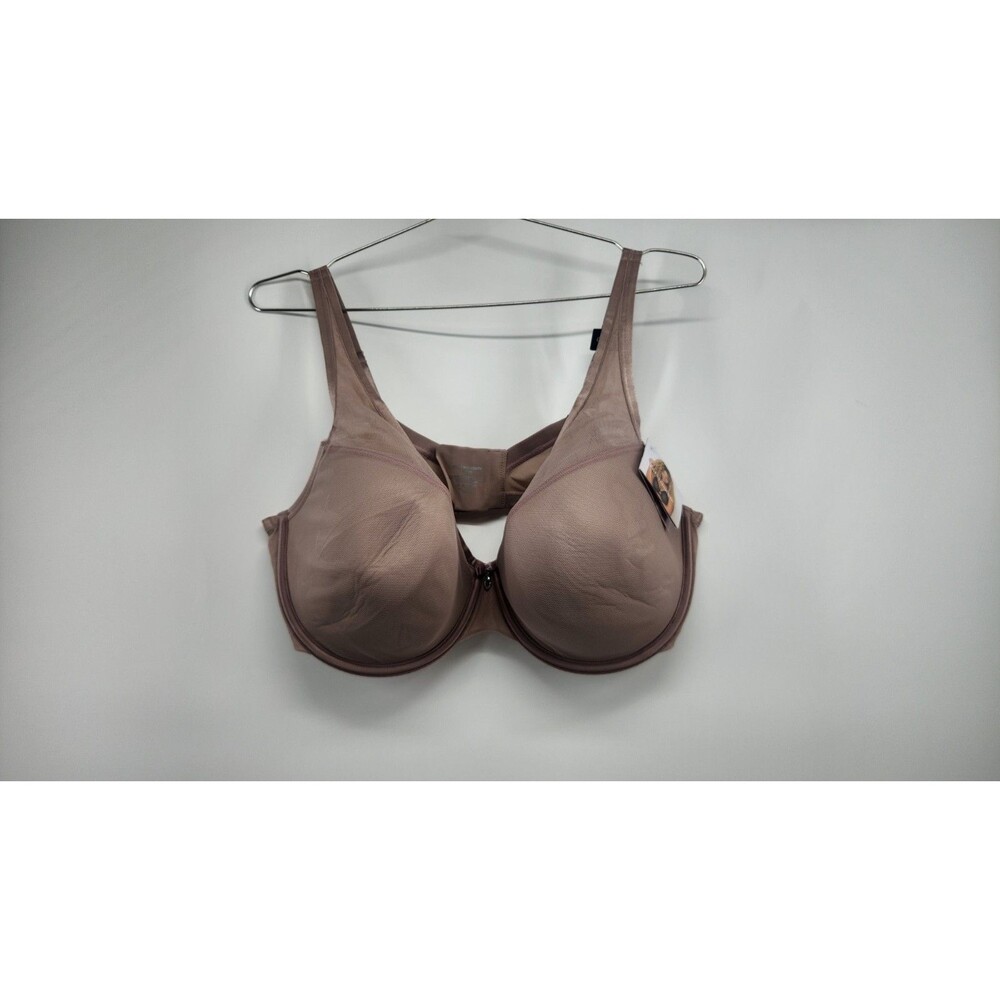 Curvy Couture Women's Bark Beige 38DDD‎ Sheer Mesh Push Up Bra NWT